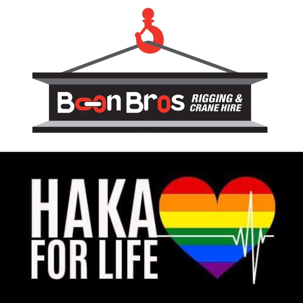 Boom Bros Rigging and Crane Hire logo with Haka For Life Logo